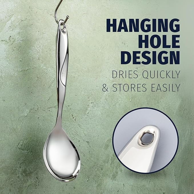 Zulay Kitchen Stainless Steel Serving Spoon - Large Cooking Spoon - Durable Premium Stainless Steel
