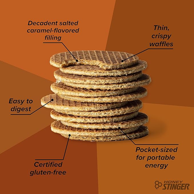 Honey Stinger Organic Gluten Free Salted Caramel Waffle, Energy Stroopwafel for Exercise, Endurance