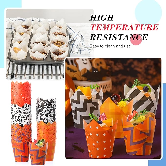 500 Counts Halloween Tulip Cupcake Liners Baking Paper Cups Wrappers Birthday Party Muffin Cupcake