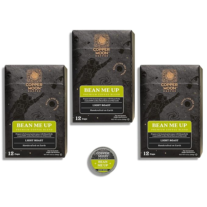 Copper Moon Single Serve Coffee Pods For Keurig K-Cup Brewers, Light Roast, Bean Me Up Blend, 36