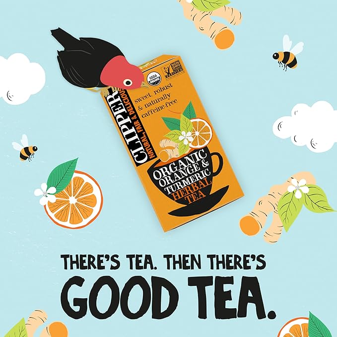 Clipper Tea, Orange & Turmeric, Organic Tea with Licorice Root, Orange Peel and Hibiscus, Plant