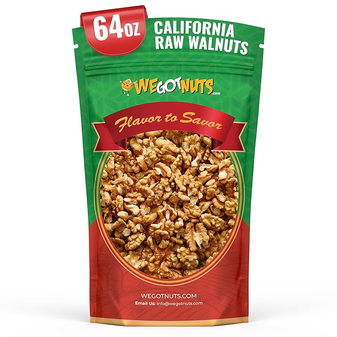 California Raw Walnuts- 4 Pounds, Resealable Package-Fresh, No Shell, Unsalted-All Natural Dry