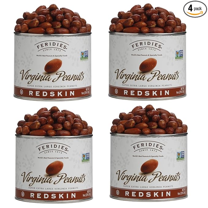 FERIDIES Extra Large Salted Red Skin Peanuts, All Natural, No Preservatives, Kosher 9 Ounce (Pack