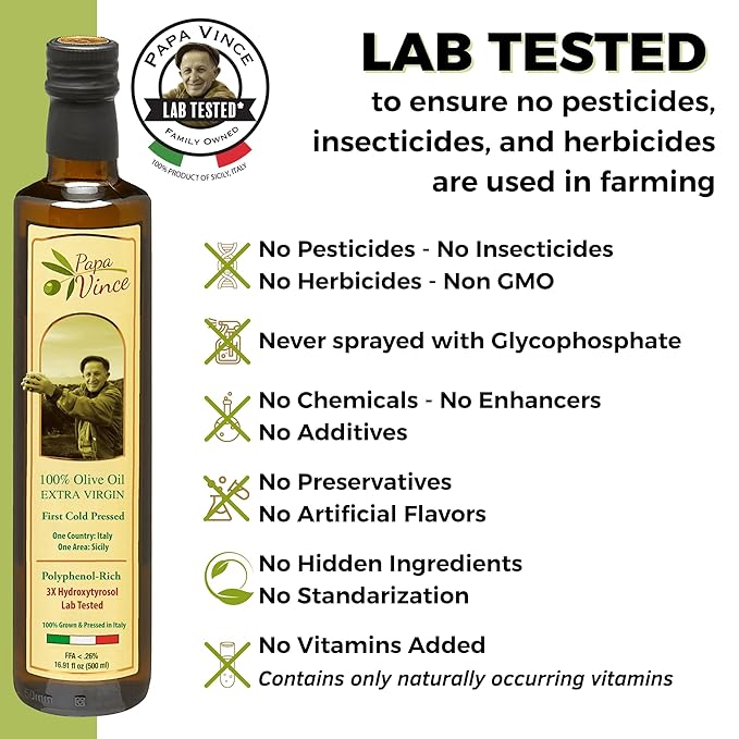 Papa Vince Olive Oil Extra Virgin - First Cold Press Family Harvest 2024/25, Polyphenol Rich