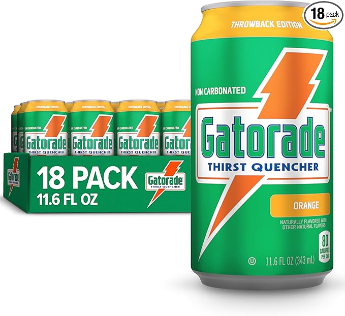 Gatorade Thirst Quencher, Orange, 11.6 Fl Oz Cans (Pack of 18)