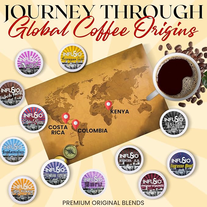InfuSio Coffee Pods – 96 Count, Espresso Roast (Dark Roast Coffee) Single Serve Coffee Pods for