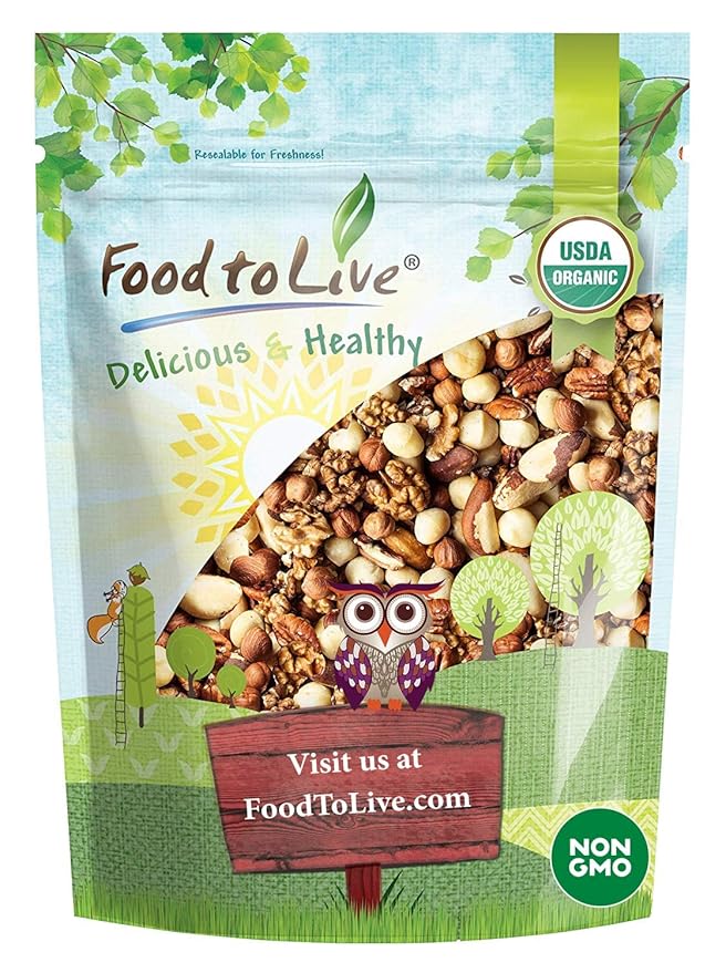 Food to Live Organic Keto Raw Nuts Mix, 8 Ounces ??Snack Contains Non-GMO Brazil Nuts, Pecans