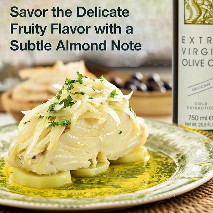 Delicate Italian Extra Virgin Olive Oil Cold Pressed - Light Olive Oil for Cooking and Frying