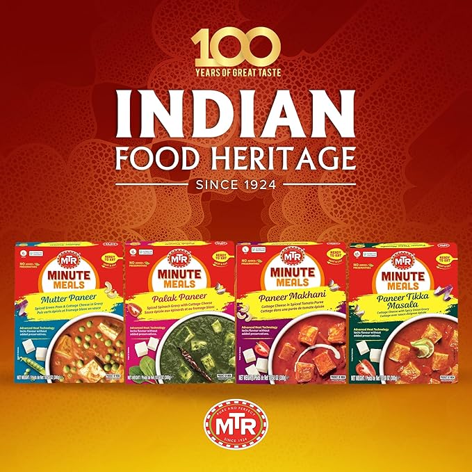 MTR Ready-To-Eat: Exotic Paneer Mix - Assorted Pack of 4 (Mutter Paneer, Palak Paneer, Paneer