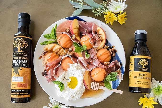 Liokareas Greek Honey Balsamic Glaze - Organic - NonGMO - 8.45oz - No Artificial Honey Flavor ONLY