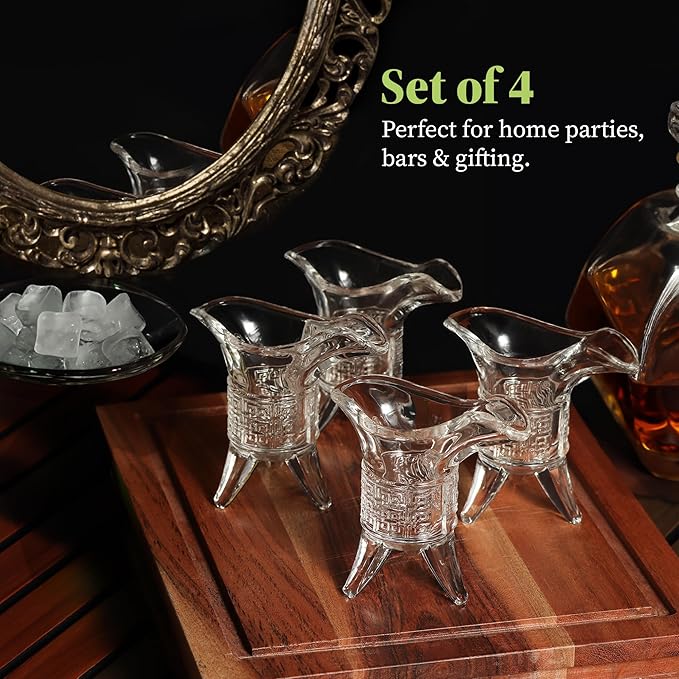 Soju Tequila Shot Glasses (Set of 4) – Retro Emperor Style Shot Glass - Soju Whiskey Tequila Baijiu