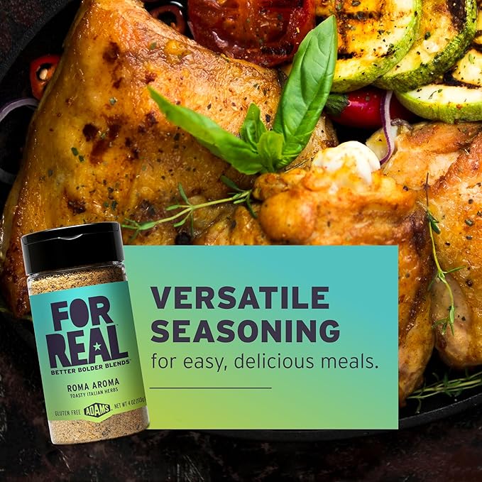 FOR REAL Roma Aroma Seasoning - Toasty Italian Herb Blend with Garlic, Basil & Parmesan - Gluten