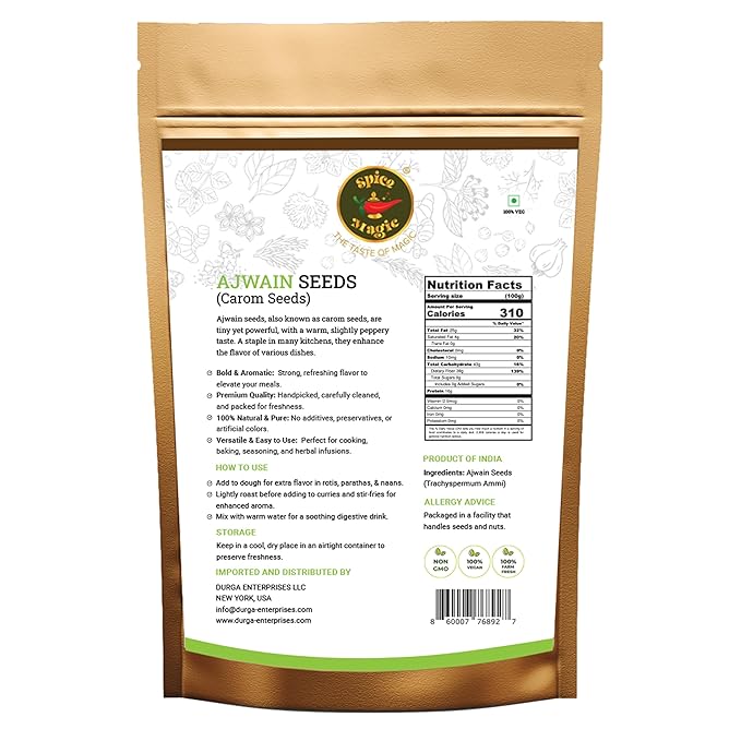 Spice Magic Ajwain Seeds I Carom Seeds I Bishops Weed ~ 100% Pure, Aromatic & Natural I Non-GMO I