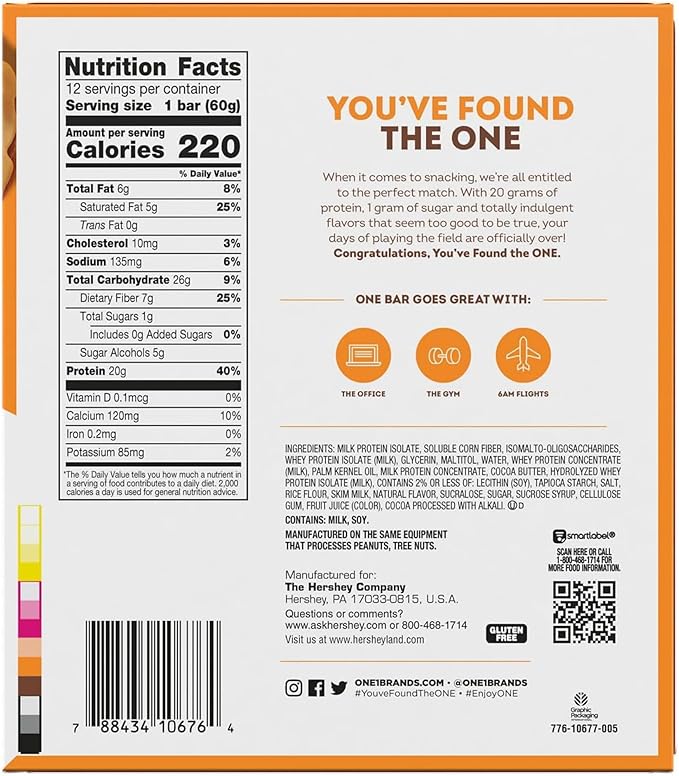 ONE Protein Bars, Maple Glazed Doughnut, Gluten Free with 20g Protein and 1g Sugar, Pantry Staples