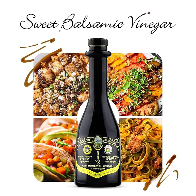 Louianna - Organic Balsamic Vinegar of Modena, High Polyphenol Balsamic Vinegar Dressing, Aged Red