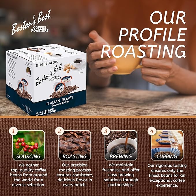 Boston’s Best - Italian Roast, Deliciously Bold Dark Roast Gourmet Coffee Compatible with Keurig