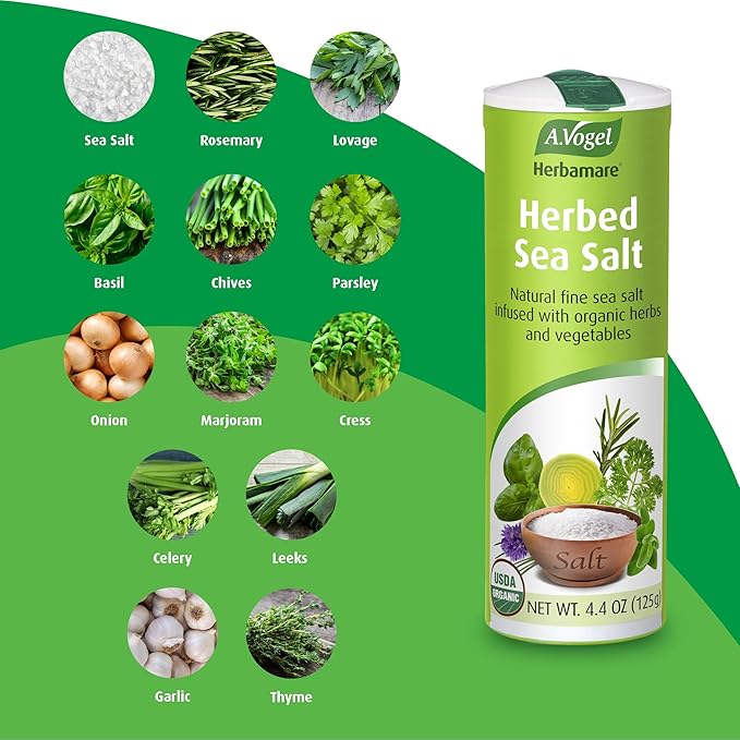 A. Vogel Herbamare Seasoned Sea Salt - USDA Organic - Seasoning Salt Infused with 12 Herbs - 33%