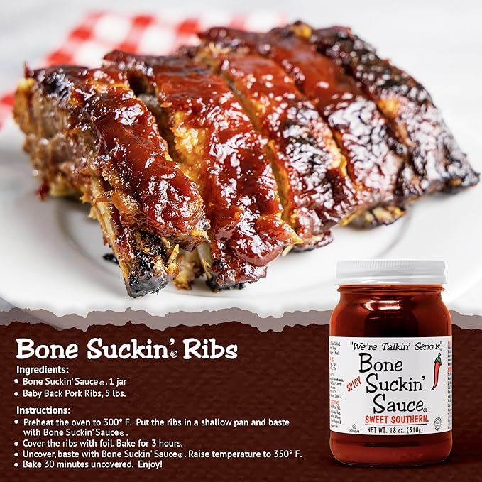 Bone Suckin' Sauce Sweet Southern BBQ Sauce, Gluten-Free, Non-GMO, Kosher, Sweetened with Cane