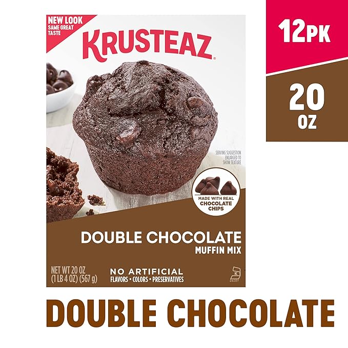 Krusteaz Muffin Mix, Double Chocolate Muffin Mix, Made with Real Chocolate Chips & No Artificial