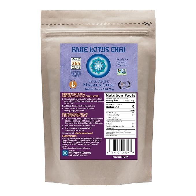 Blue Lotus Chai – Star Anise Masala Chai - Makes 265 Cups – Just Add Hot Water, No Steeping, No