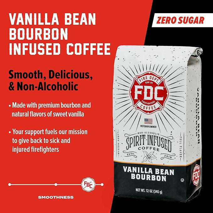 Fire Department Coffee - Vanilla Bourbon Coffee - Gives Back to Firefighters - Vanilla Bean Bourbon