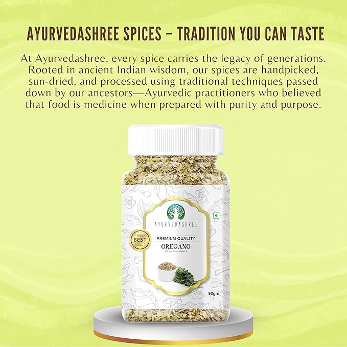 AYURVEDASHREE Oregano Leaves Dried 90gm PET Jar ~ All Natural | Vegan | NON-GMO | Indian Spice |