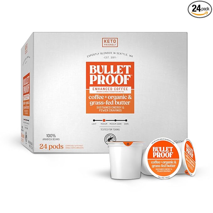 Bulletproof Coffee + Organic Grass-Fed Butter Single-Serve Pods, Keto Coffee, All-in-One Recipe