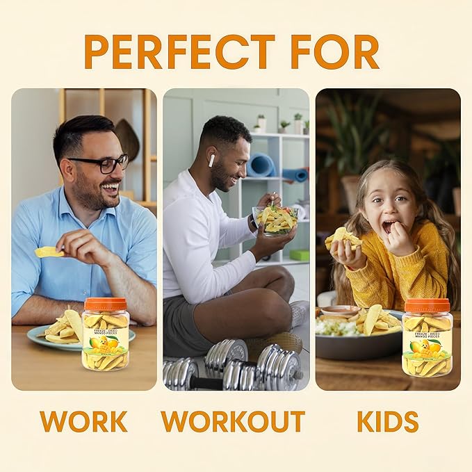 5 Oz Premium Freeze-Dried Mango Sliced, Freeze Dried Fruit Mangoes, Crunchy Natural Snack with Low