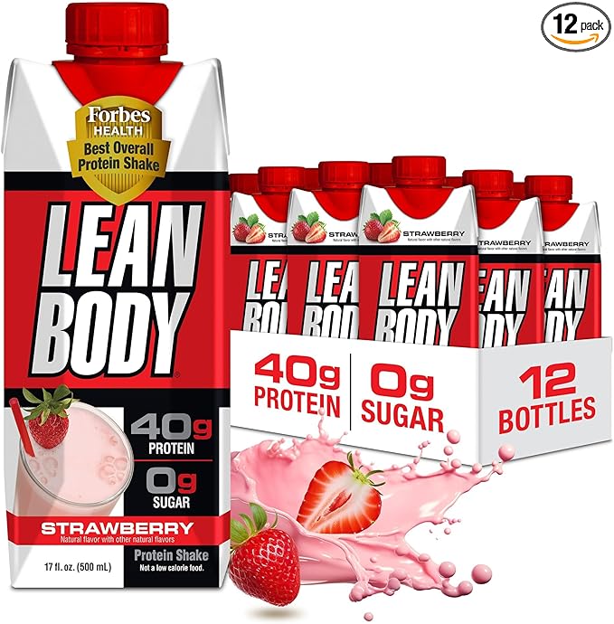 Labrada Lean Body Ready-to-Drink Strawberry Protein Shake, 40g Protein, Whey Blend, 0 Sugar, Gluten