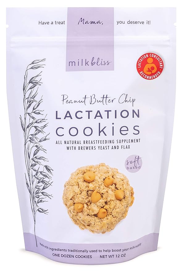 MilkBliss Peanut Butter Chip Soft Baked Lactation Cookies for Breastfeeding, All Natural and GMO