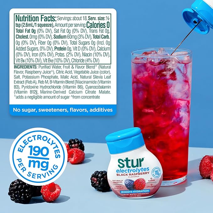 Stur Liquid Water Enhancer | Electrolyte Variety Pack | Naturally Sweetened | High in Vitamin C &