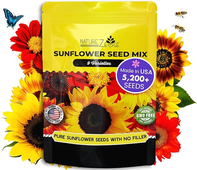 NatureZ Edge 5200+ Sunflower Seeds for Planting Bulk Variety Pack, Get More Sunflower Seeds to