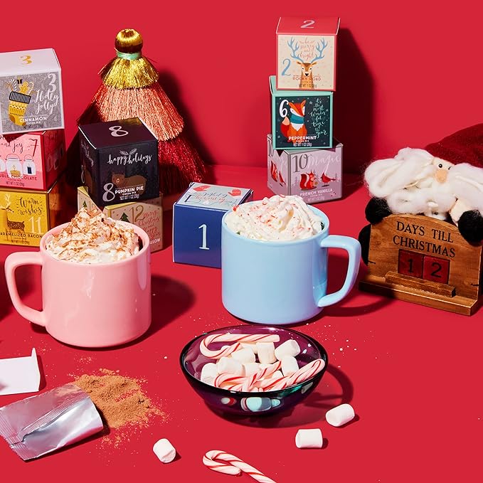 Thoughtfully Gourmet, 12 Days of Christmas Hot Chocolate Gift Set, Flavors Include Rocky Road
