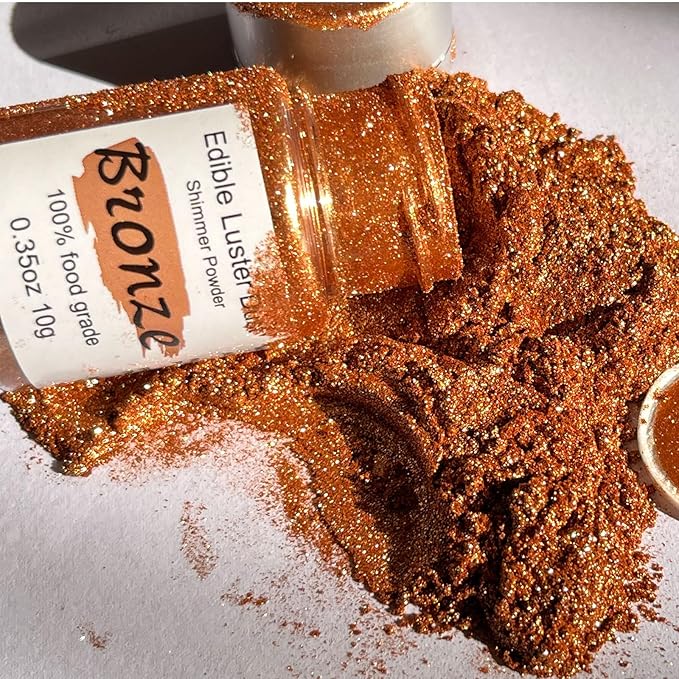 Bronze Luster Dust Edible Glitter for Cakes Cocktails ??10g Colaele Edible Shimmering Dust for