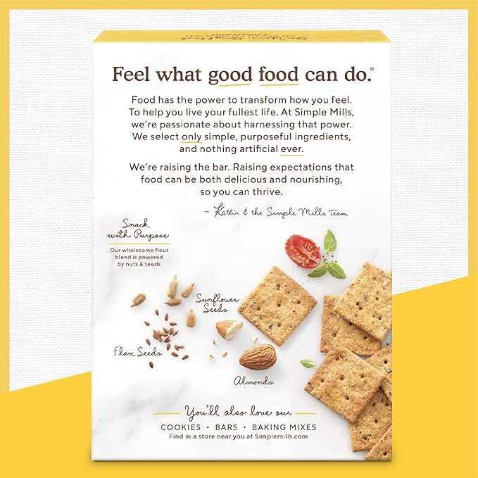 Simple Mills Almond Flour Crackers, Sundried Tomato & Basil - Gluten Free, Vegan, Healthy Snacks