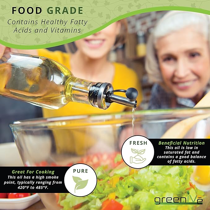 GreenIVe Grapeseed Oil Naturally Grown 100% Pure Cold Pressed Light Flavor High Tempurature Cooking