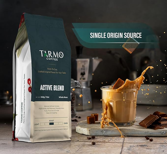 TARMO - ACTIVE BLEND | Low Acid ARABICA & ROBUSTA BLEND Whole Bean Coffee | Specialty Vietnamese