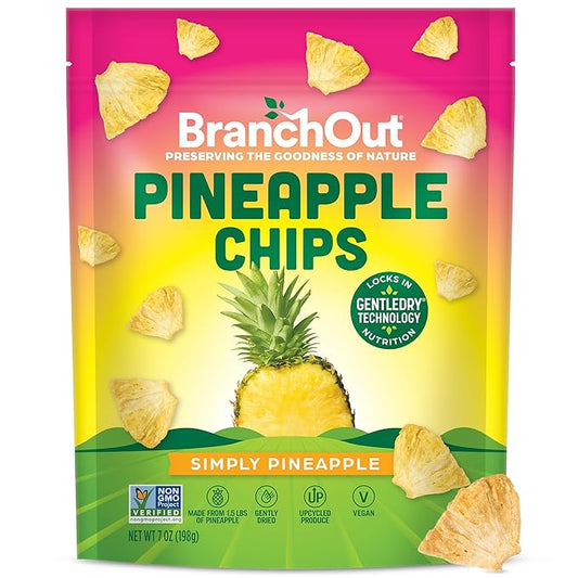 BranchOut Pineapple Chips, No Sugar Added, Real Dried Pineapple Chunks, GentleDry, Better than