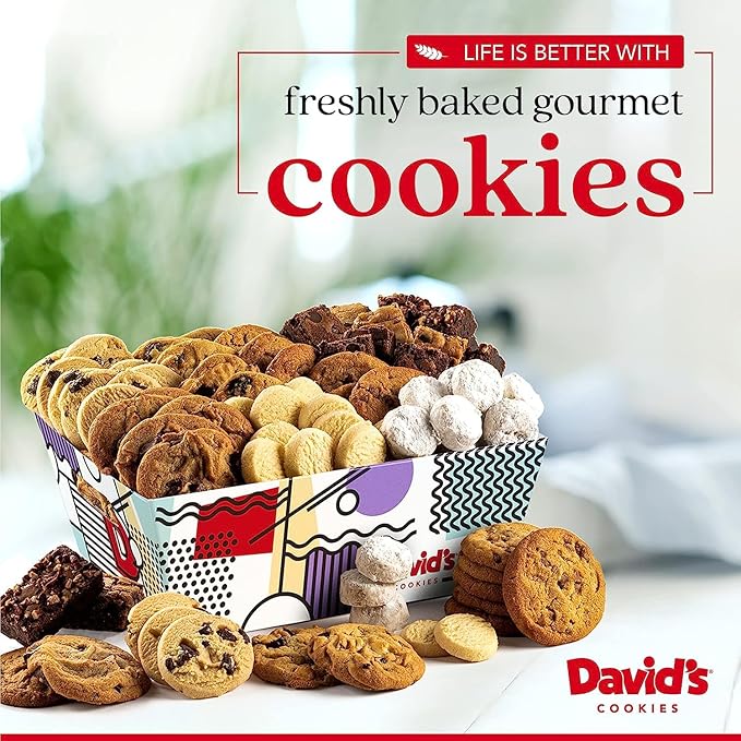 David Cookies Gift Basket for Families Food Christmas Gift - Large Crate Assorted Cookies for