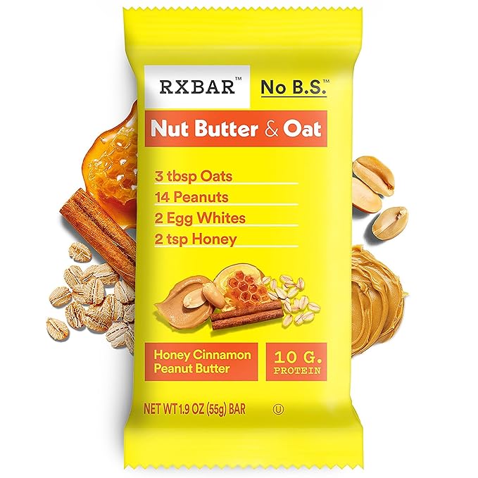 RXBAR Nut Butter and Oat Protein Bars, Protein Snacks, Snack Bars, Honey Cinnamon Peanut Butter (6