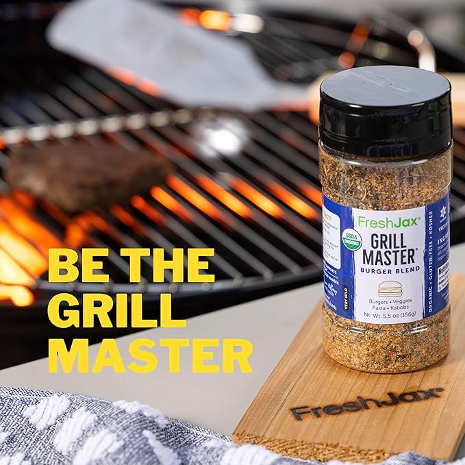 FreshJax Organic Burger Seasoning (5.5 oz) ??All-Purpose Hamburger Spice Rub for Grilling, BBQ