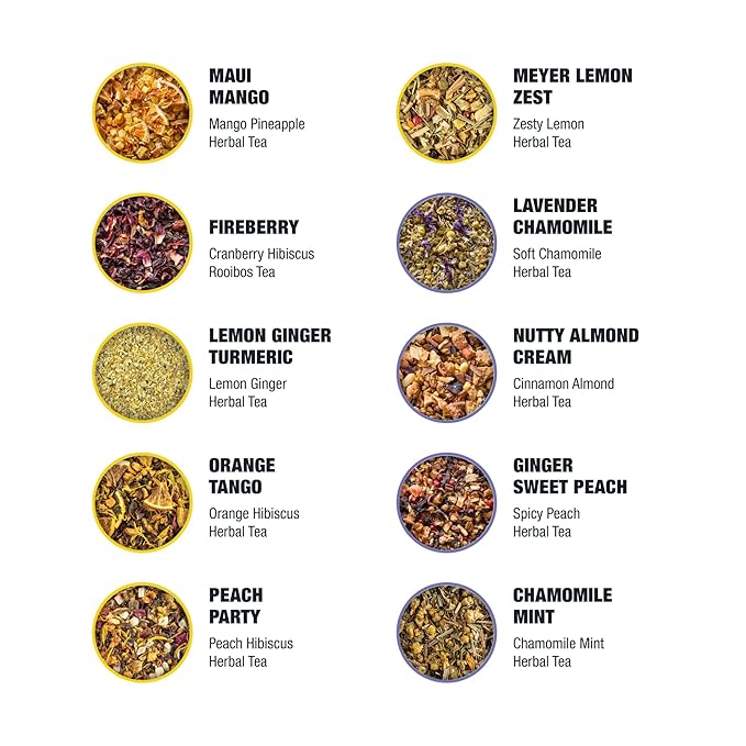 Tiesta Tea - Discovery Sampler Dry Flight Set, Loose Leaf, High to No Caffeine, Hot & Iced Up to