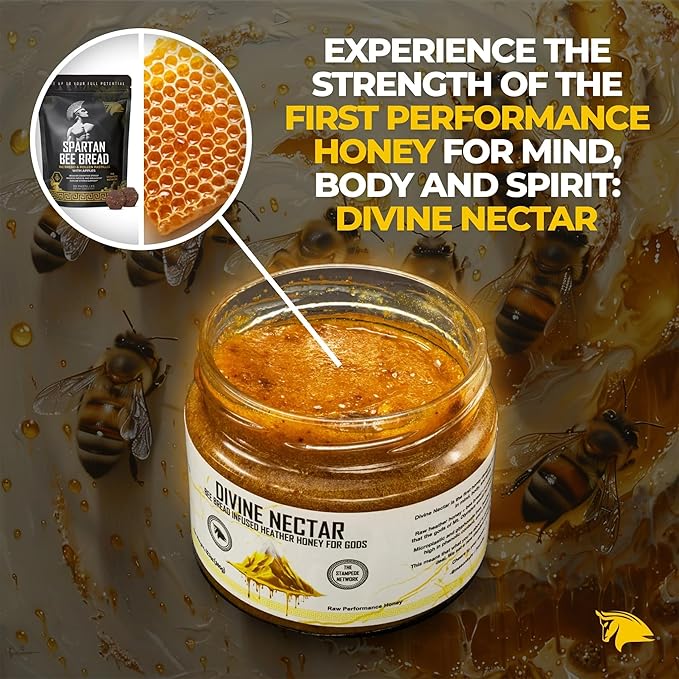 Divine Nectar Spartan Bee Bread Infused Heather Honey | Supercharged Performance, Recovery, and
