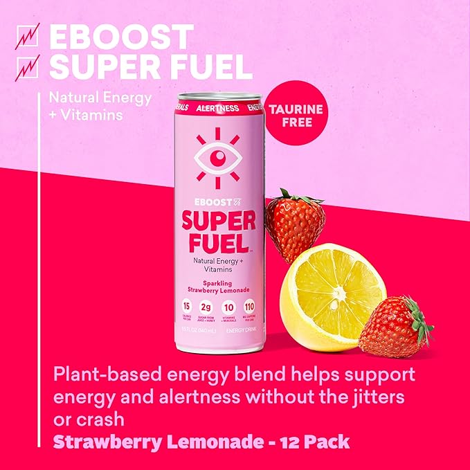EBOOST Super Fuel Healthy Energy Drink - Caffeine from Natural & Clean Ingredients For Focus and