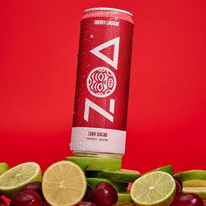 ZOA Zero Sugar Energy Drinks, Cherry Limeade - Sugar Free with Electrolytes, Healthy Vitamin C