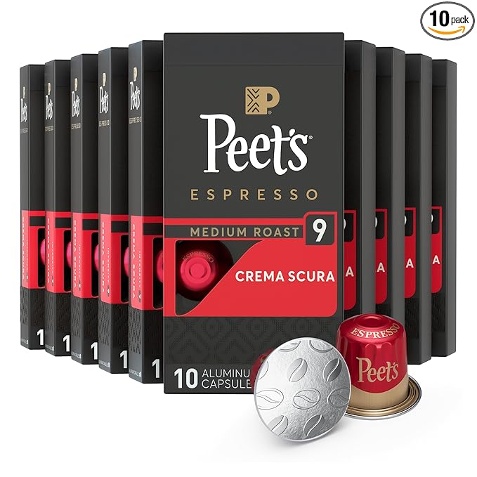 Peet's Coffee, Medium Roast Espresso Capsules, Compatible with Nespresso Original Machine - Crema