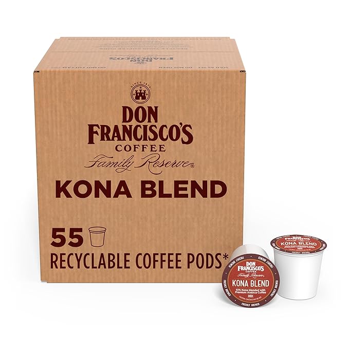 Don Francisco's Kona Blend Coffee - 55 K-Cup Compatible Single-Serve Pods - 10% Hawaiian