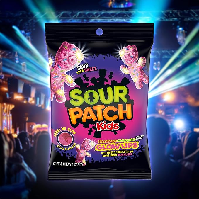 SOUR PATCH KIDS and SWEDISH FISH Mini Glow Ups Strawberry-Watermelon Soft & Chewy Candy Variety