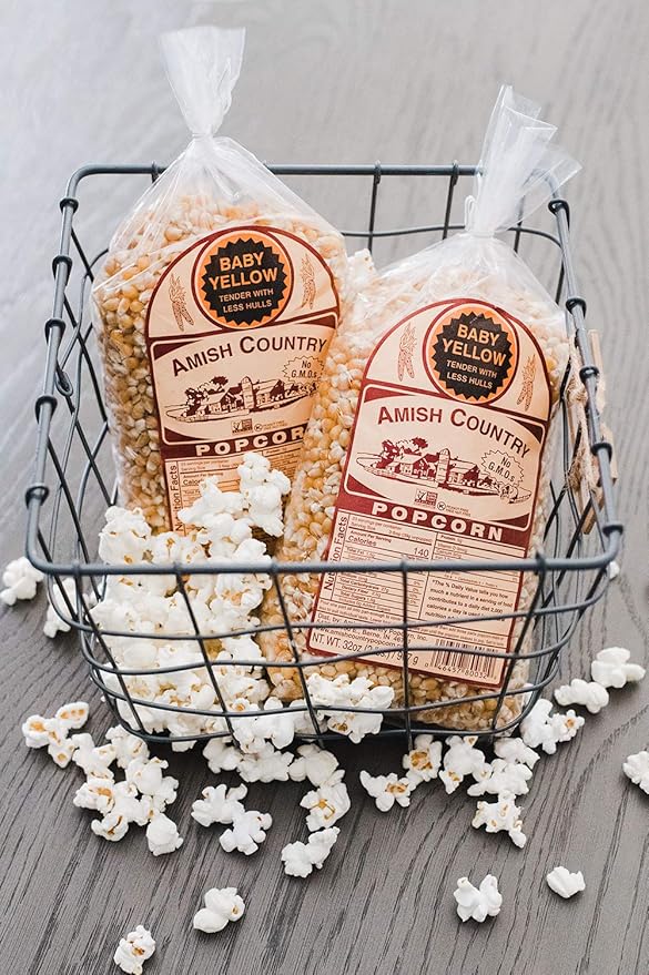 Amish Country Popcorn | 2-2 lb Bags | Baby Yellow Popcorn Kernels | Old Fashioned, Non-GMO and