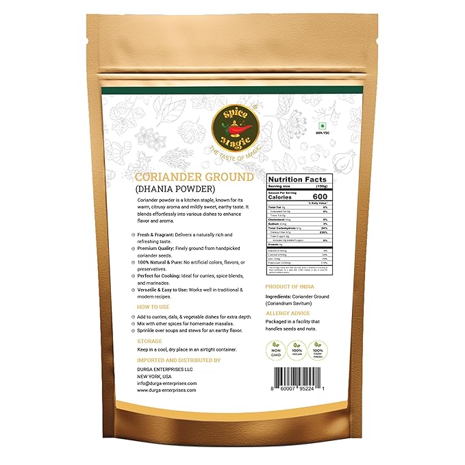 Spice Magic Ground Coriander Powder - 100% Pure & Freshly Ground, Non-GMO, Premium Quality Spice